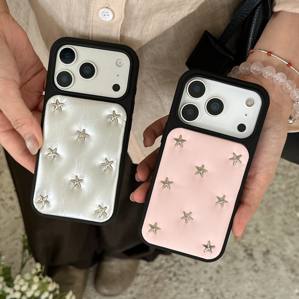 Little Star Rivet Solid Color Phone Case Compatible with iPhone 17/16 Pro Personalized Shockproof iPhone 15/14P Full Coverage