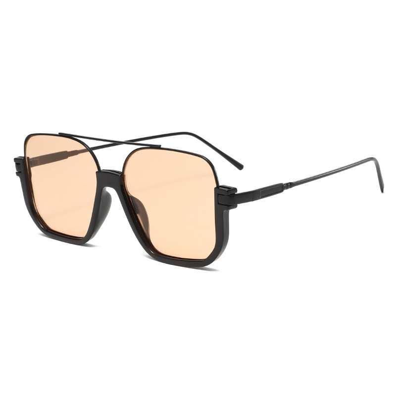 New Square Korean-Style Oversized Frame Trendy Tea-Colored Slimming Sunglasses for Women Fashionable Large-Face Street Style Influencer Sunglasses