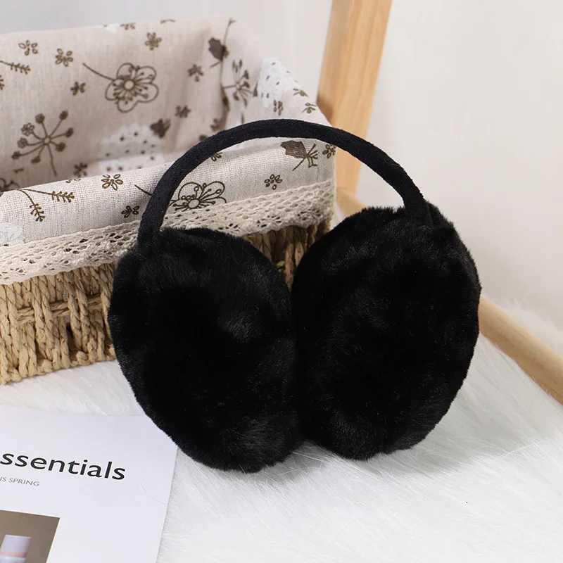 Winter Warm Ear Muffs Women Girls Fluffy Fold Burger Shape Children Headphone Earmuffs Soft Cashmere Solid Cute Warmer Earlap W251110