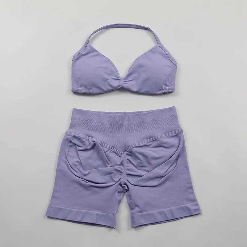 2-piece Impact Gym Set Womens Sportswear Scrunch Shorts Set Strap Sports Bra Top Womens Sportswear Set W250410