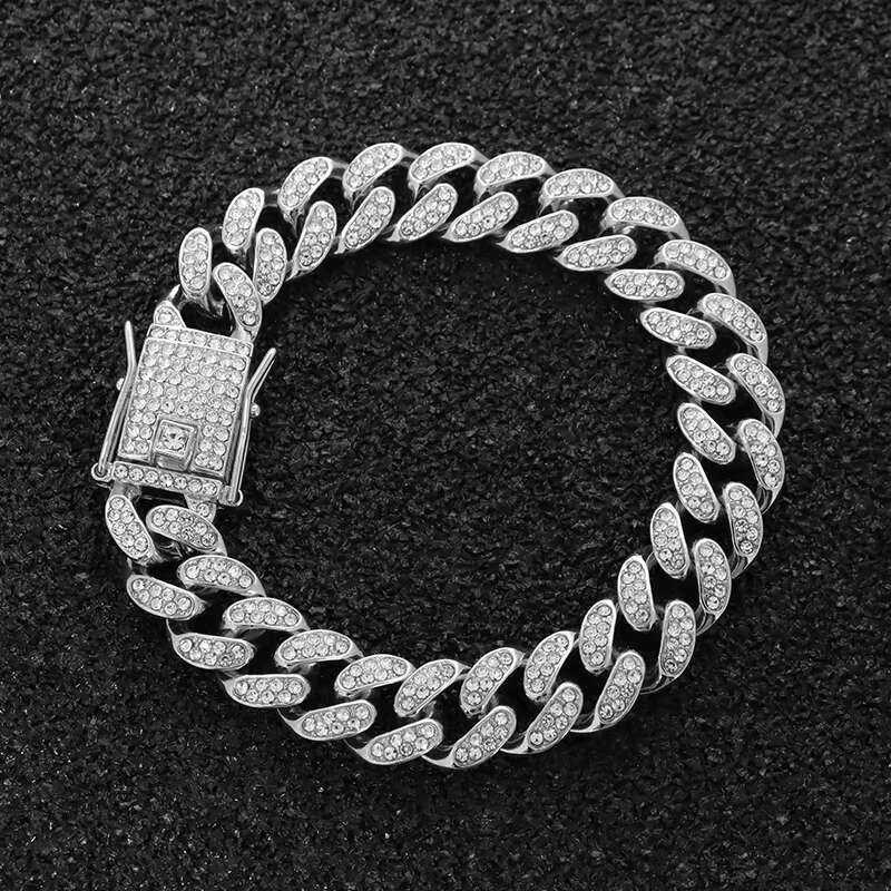 Hip Hop Colorful Cuban Chain Necklace Personalized Joias Zinc Alloy Water Dia Fashion Accessories