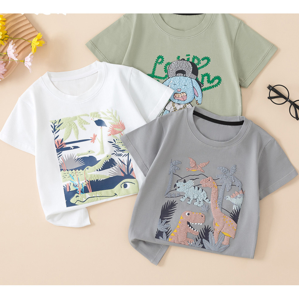 Ddmyshoesvip Boys Pure Cotton Short Sleeved T Shirt Summer New Korean Version Clothing Cartoon Printed Children S Baby Top