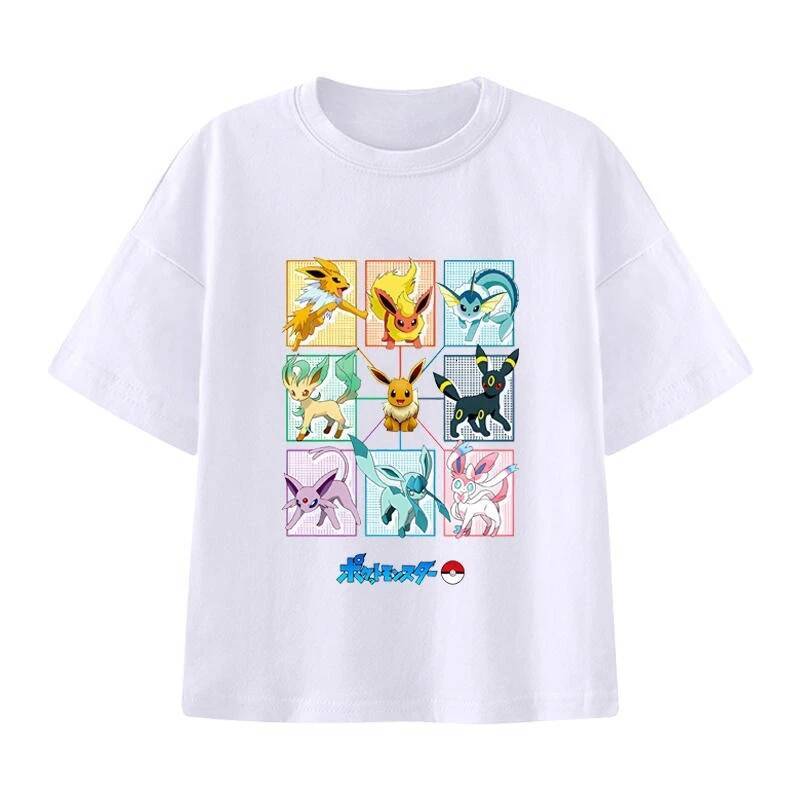 Ddmytues Handheld Game Eevee Cartoon T-Shirt Autumn Men And Women Trend Loose Casual Short-Sleeved Top Halloween Christmas Jackets