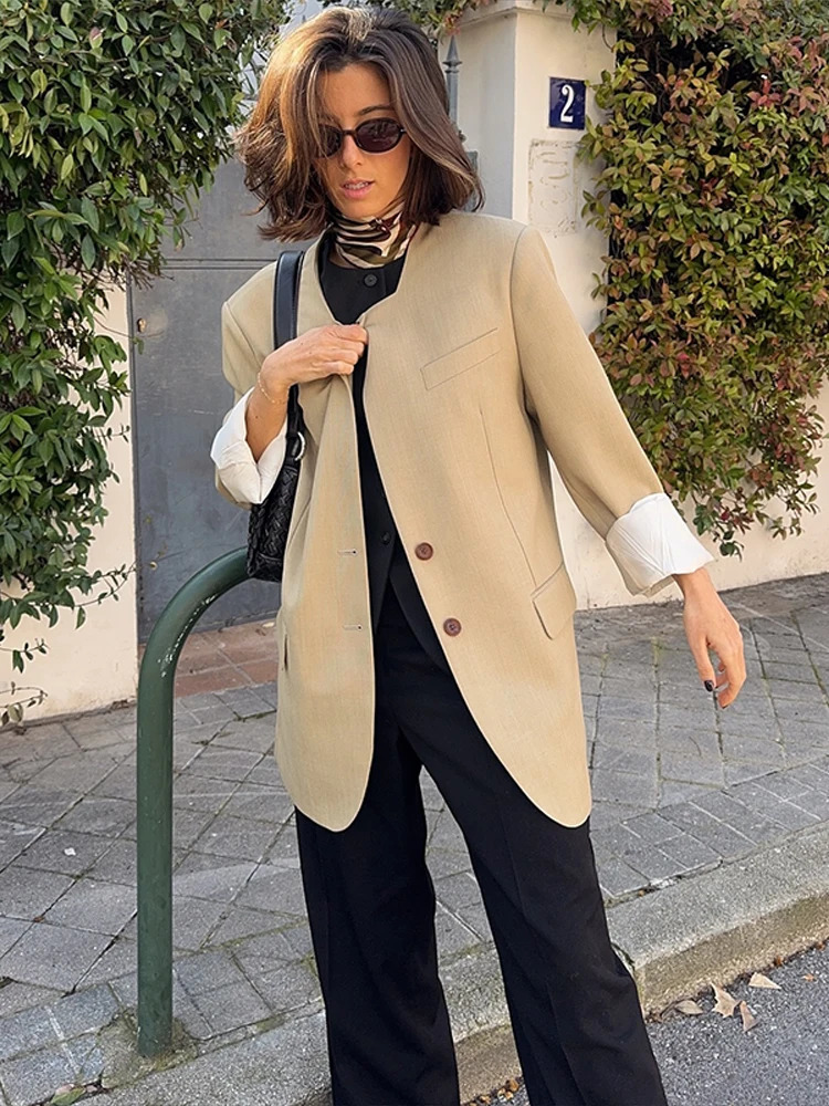 Casual Solid Jacket Womens Square Collar Single Chest Full Sleeve Pocket 2025 Spring Fashion 250407