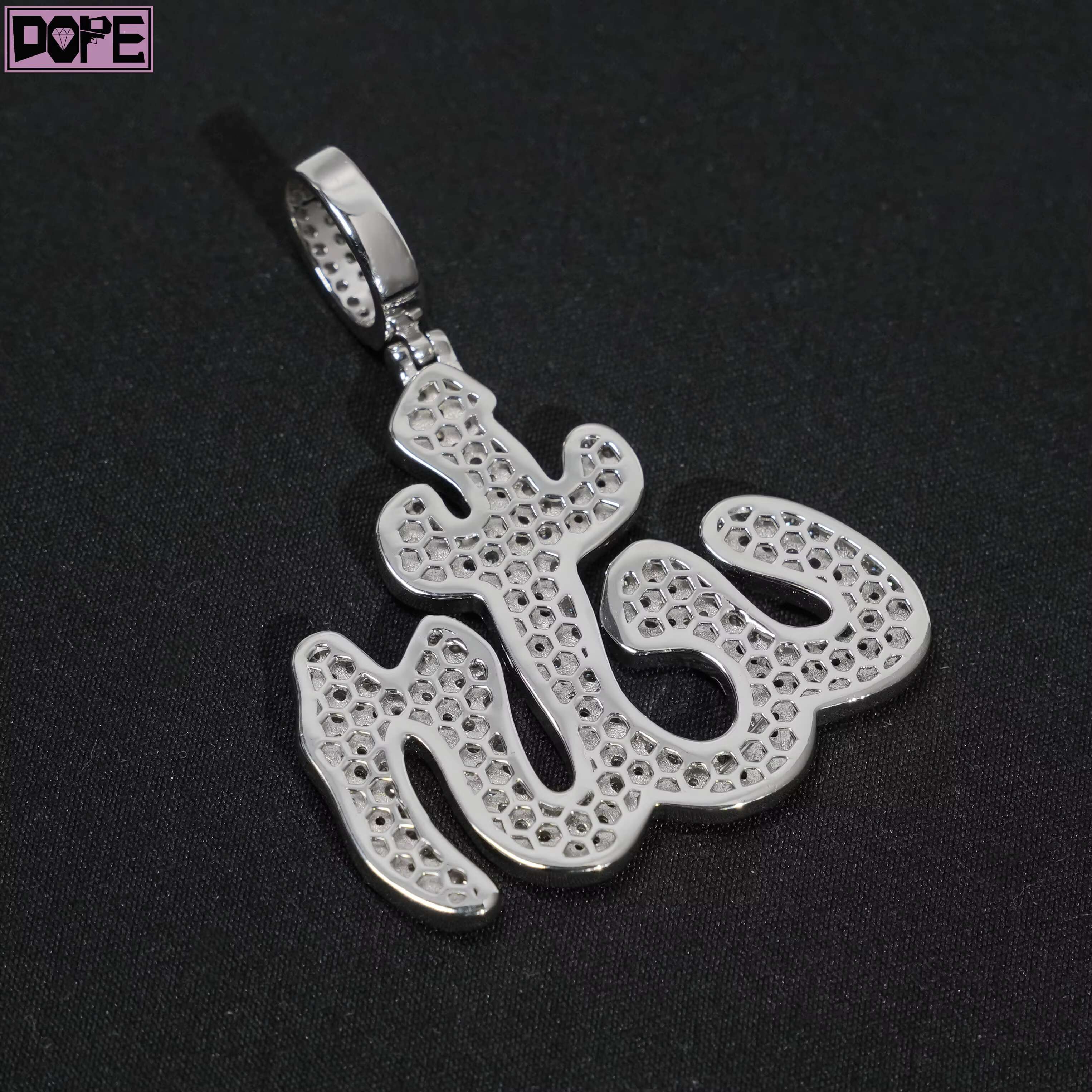 In Stock Moissanite Pendant Iced Out Allah Religious 925 Silver Hollow VVS Custom Moissanite Pendant