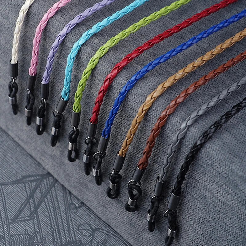 Thick twisted sunglasses leather rope chain glasses woven strap outdoor sports anti slip accessories 250410
