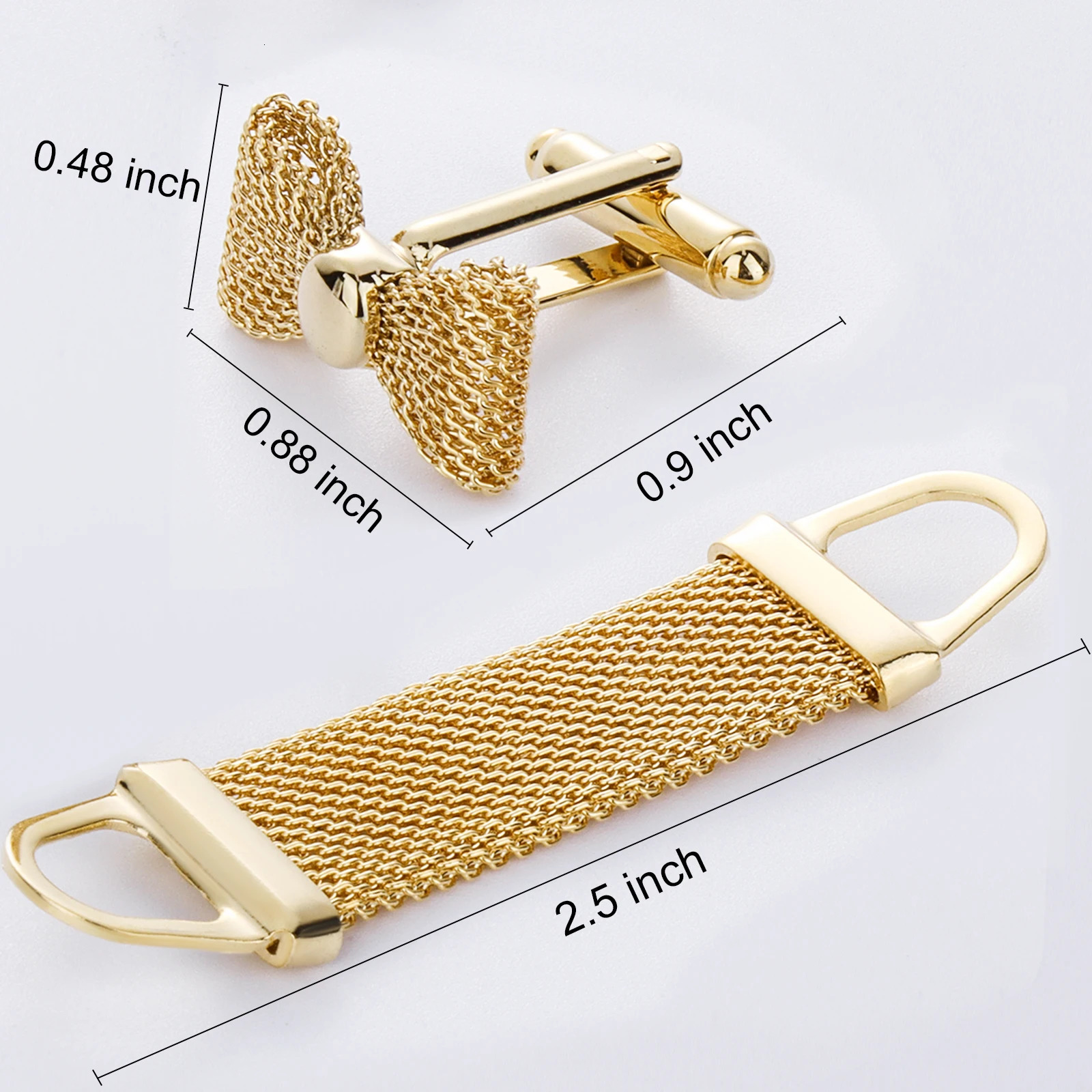 Mens Chain Cufflinks Set - bow cuff links mens French Shirt Ornament or Accessory - Party favors for men 250409