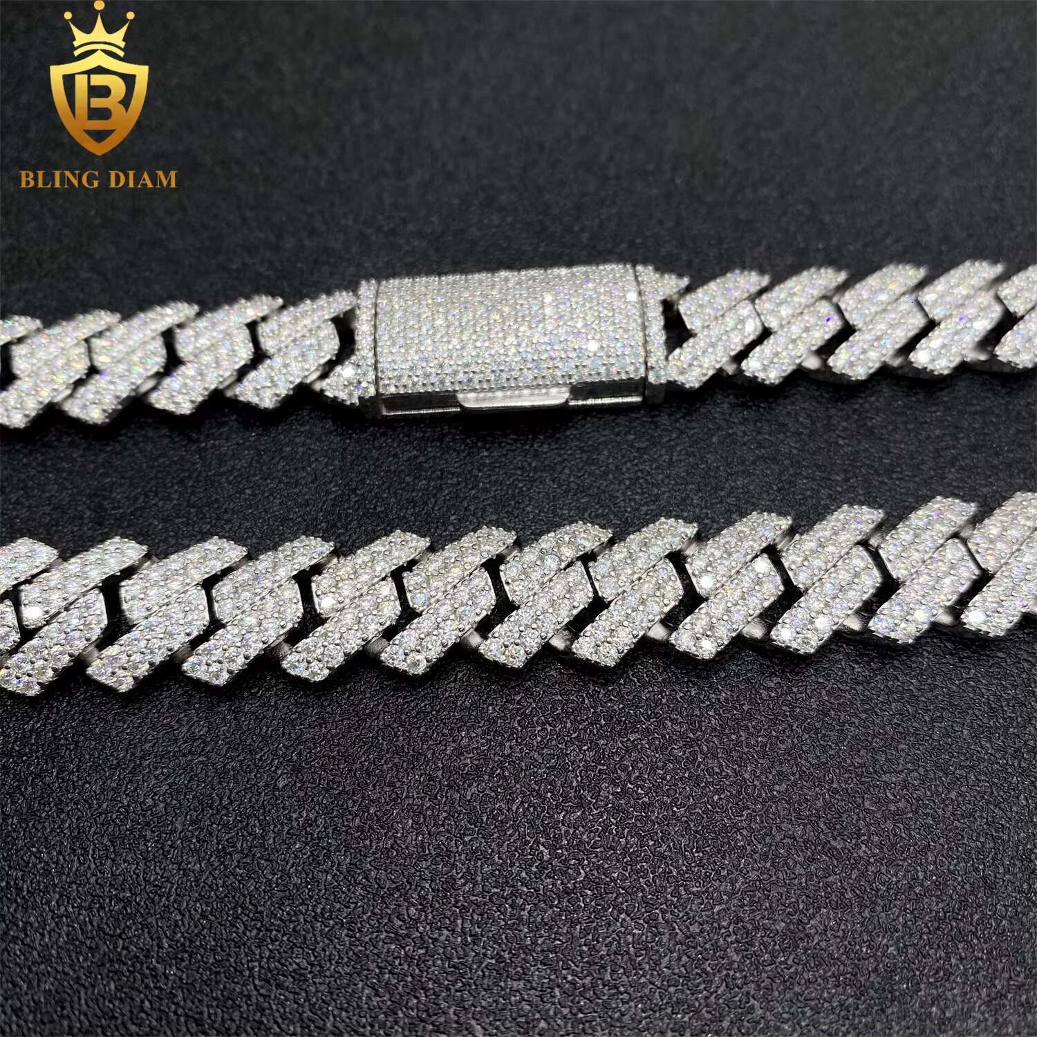 10mm 2Rows Hip Hop Jewelry 925 Sterling Silver Vvs Moissanite Iced Out Miami Cuban Link Chain Promotions and Discounts