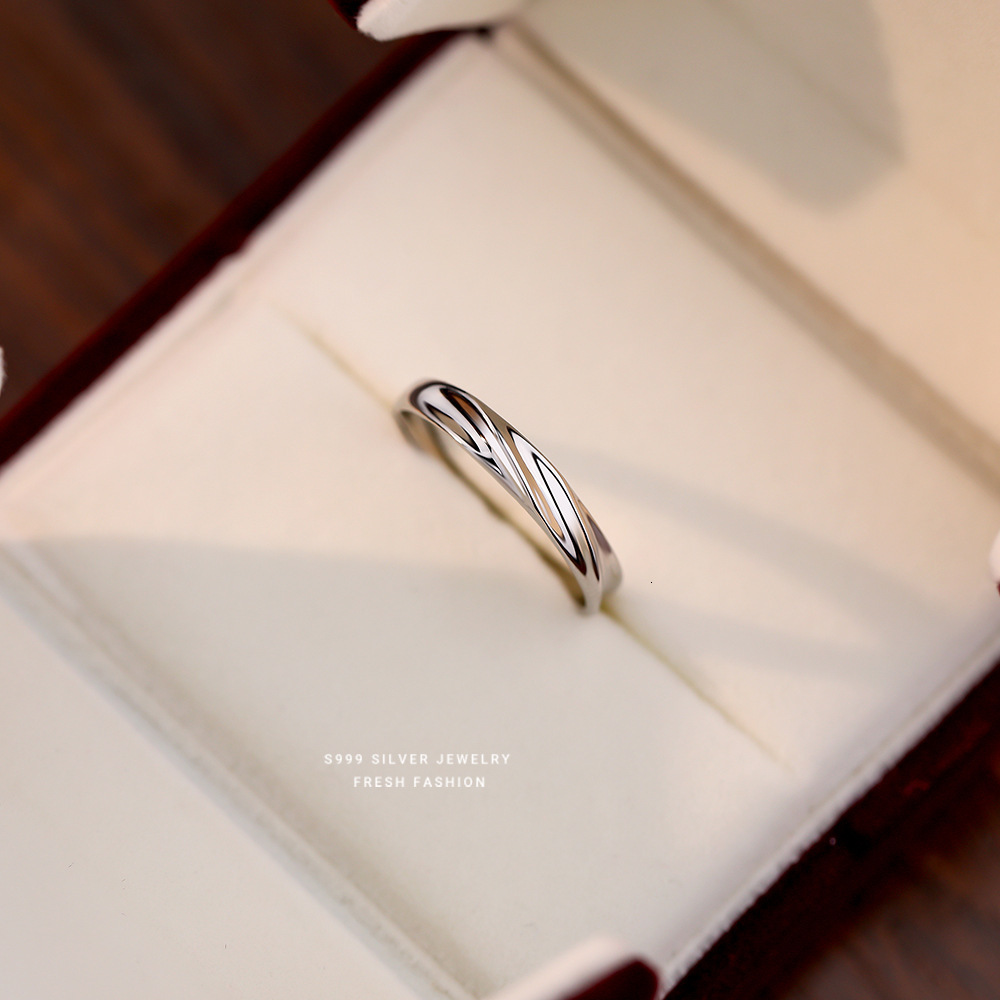 Shared Love River S999 Sterling Silver Ring Simple Luxury Designer Ring Micro Pave Zircon Pure Silver Couple Ring Valentine's Day Fashion Ring Ma