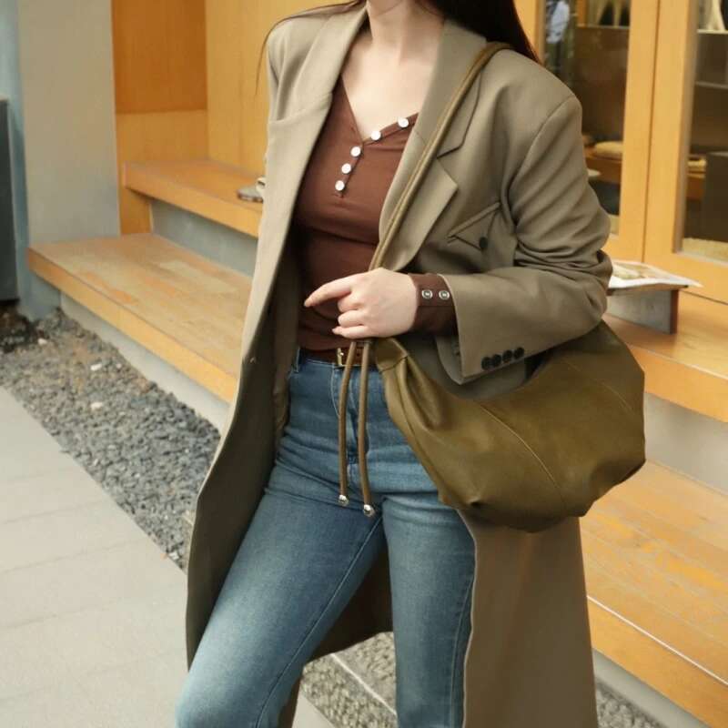 YANATARI Dumpg Leather Soft Leather Large Capacity Minimalist Crossbody Bag Women Female Fashion