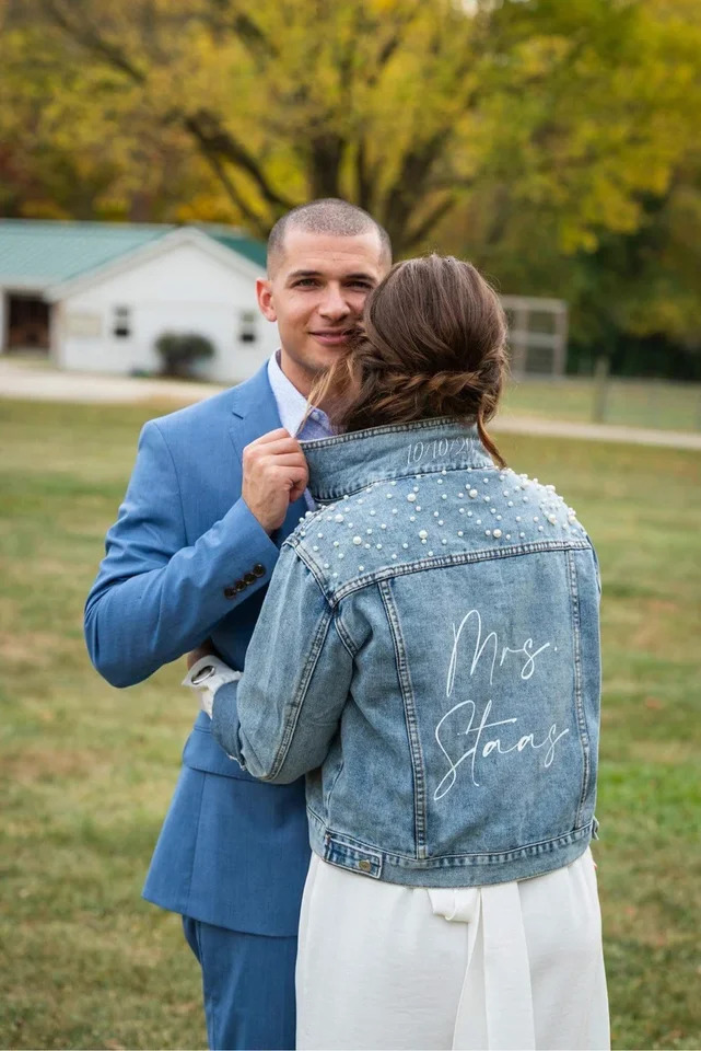 Customized Bridal Jacket Future Pearl Lady Bridal Jacket Personalized Bridal Gift Wifes Customized Name Cowboy Wedding Coat Top 250409