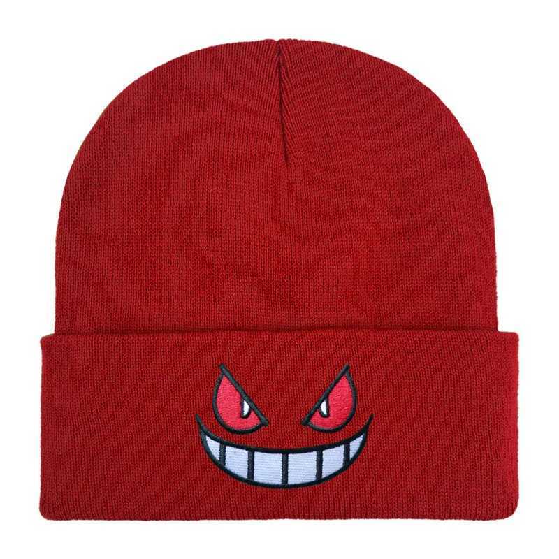 16 Colors Unisex Autumn Winter Outdoor Beanie for Men Women Knitted Gengar Hood Hat Embroidered Casual Outside Halloween HatsXJ251110
