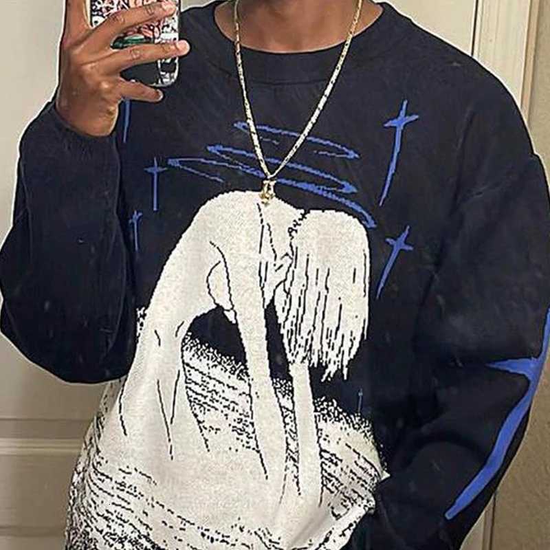 Fashion 2000s Fashion Hip-Hop Cartoon Retro Comfortable Loose Harajuku Gothic Street Wear Long Sleeved Knitted Pullover Women Sweater Y251110