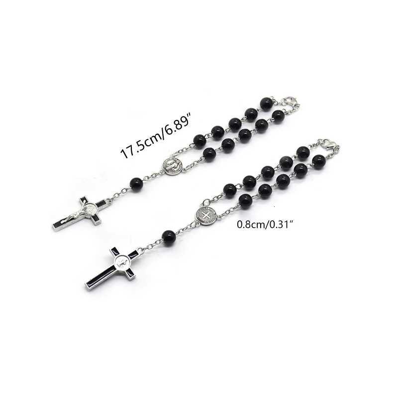 Exquisite Rosary Cross Bracelet Jewelry Black Glass Beads Rosary Bracelet Must-have Item for Catholicism PrayerT251110