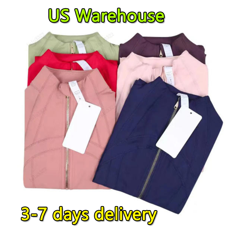 Yoga short jakets WomenDefine Workout Sport Coat Fitness gold zipper Jacket Sports Quick Dry Activewear Top Solid Zip Up Sweatshirt Sportwear