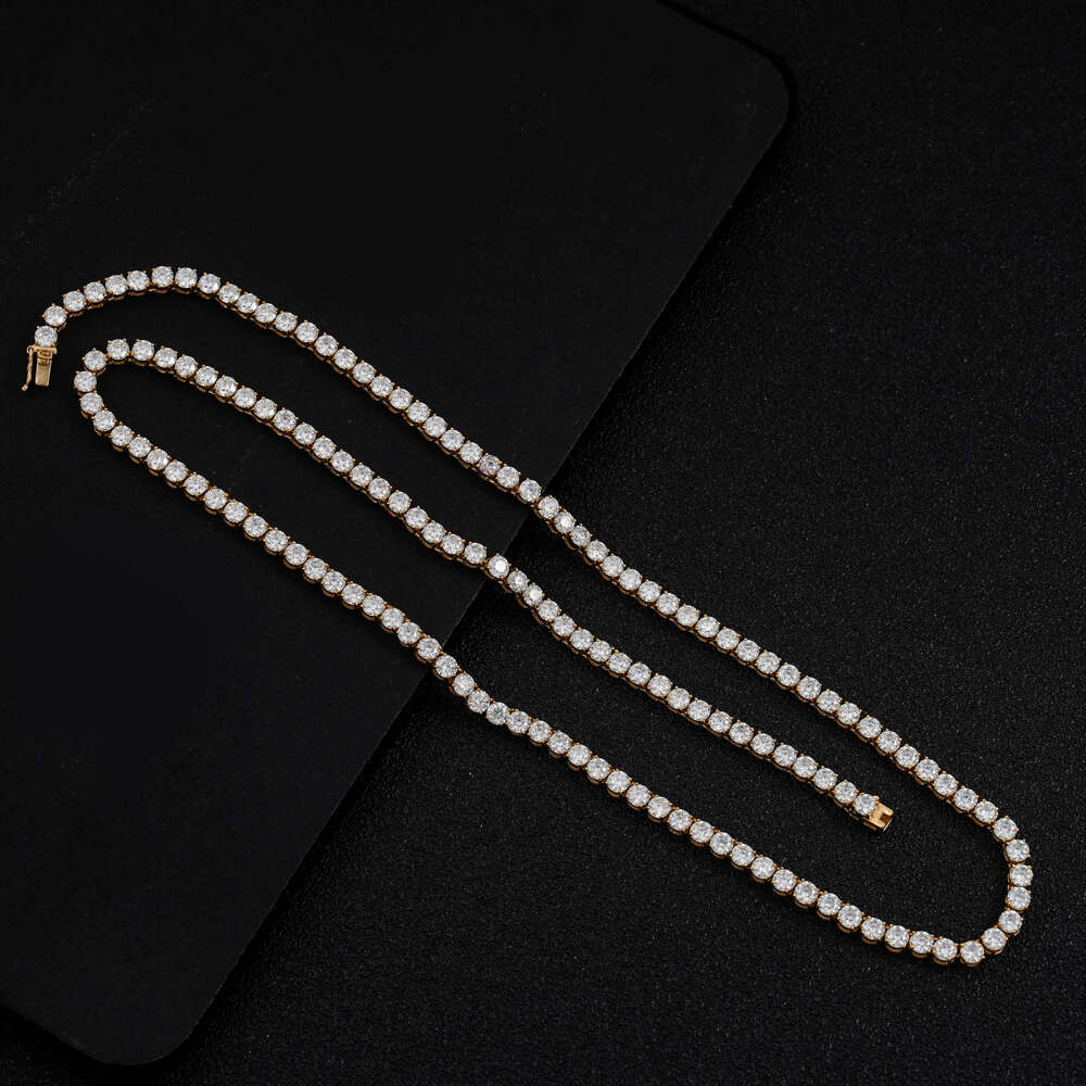 Certified GRA Moissanite 5MM Diamond Tennis Necklace 925 Sterling Silver with Brilliant Cut Gold Chains Jewelry