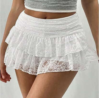 Cross-border European and American Style Multi-layer Cake Stacking Hot Girl Sexy Lace Trim Short Half Skirt