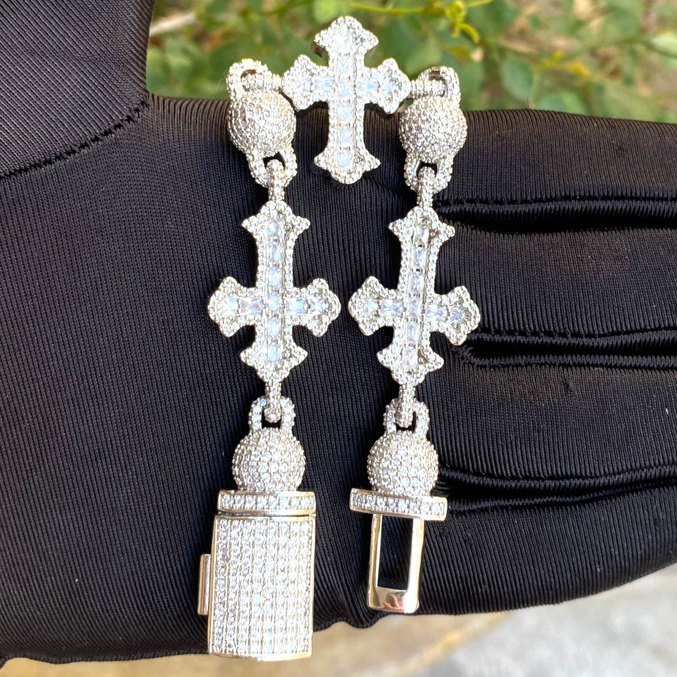 New Round Bead Cross Bracelet with Moissanite chain Hip Hop Personalized Fashion Mens and Womens Hip Hop Bracelet