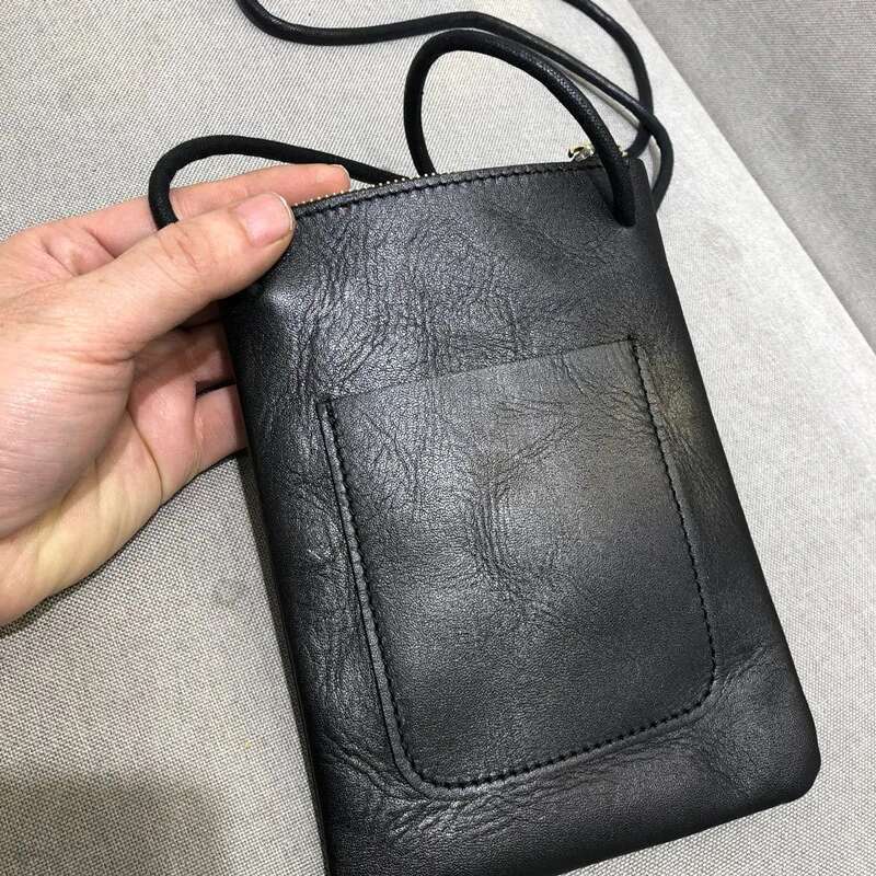 Women Genuine Leather Messenger Crossbody Flap Small Clutch Wallets Shoulder Bag Black Purse Handbag Female Mobile Phone Bag