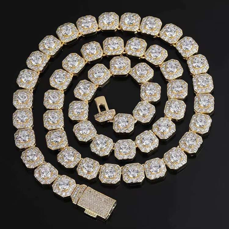 RTS Ice Out Cuban Chain 10mm Width Copper With AAA+ CZ Stone Chain Hip Hop Rapper Cuban Link Chain Necklace