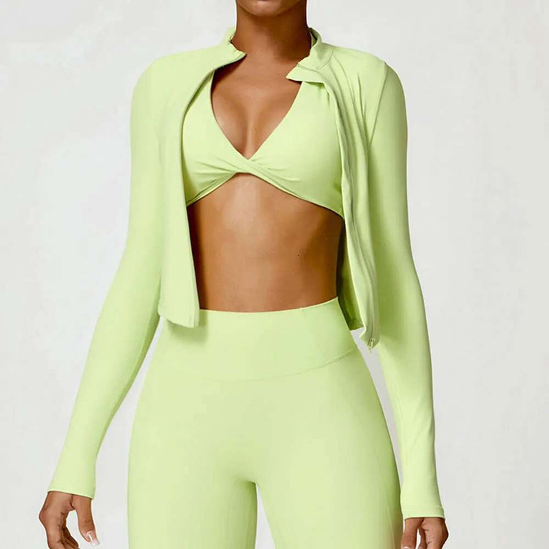 Women's Exercise Shirt Yoga Long Sleeve Top Zipper Jacket Gym Push Up Workout Tops Running Cycg Sportswear