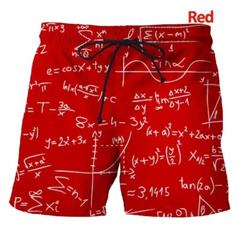 New mens plus size casual beach shorts 3D printed mathematical formula shorts summer quick drying X250410