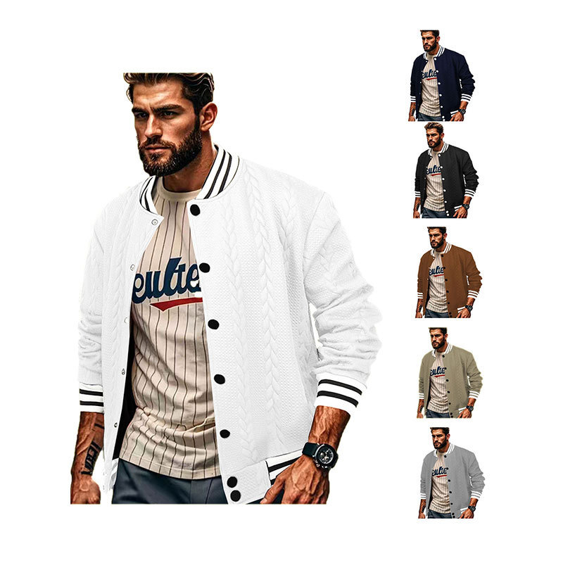 2024 Autumn/Winter American New Round Neck Buckle Design Set Fashion Trend Loose and Versatile Cardigan Baseball Jacket