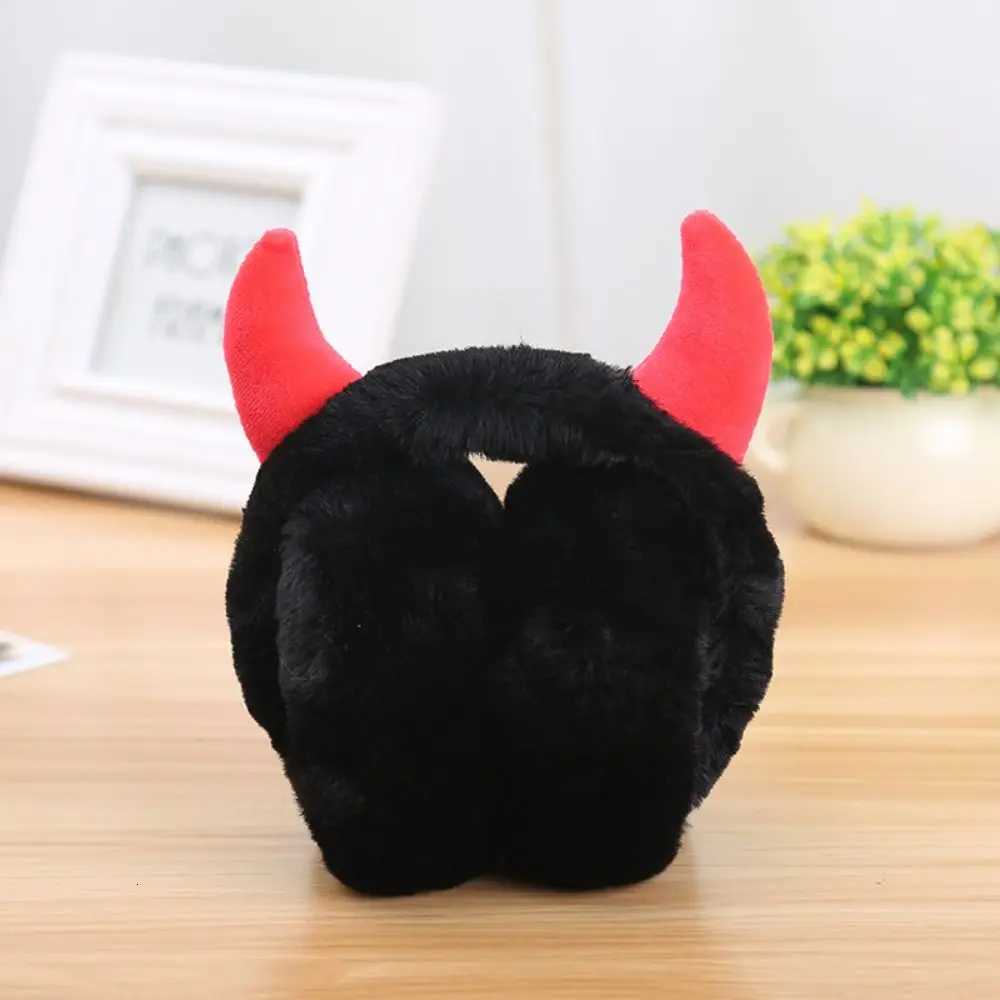 Soft Faux Rabbit Fur Devil Horn Earmuffs Solid Color Foldable Unisex Adult Earflap Ear Cover Ear-Muffs Ear Warmer Unisex W251110