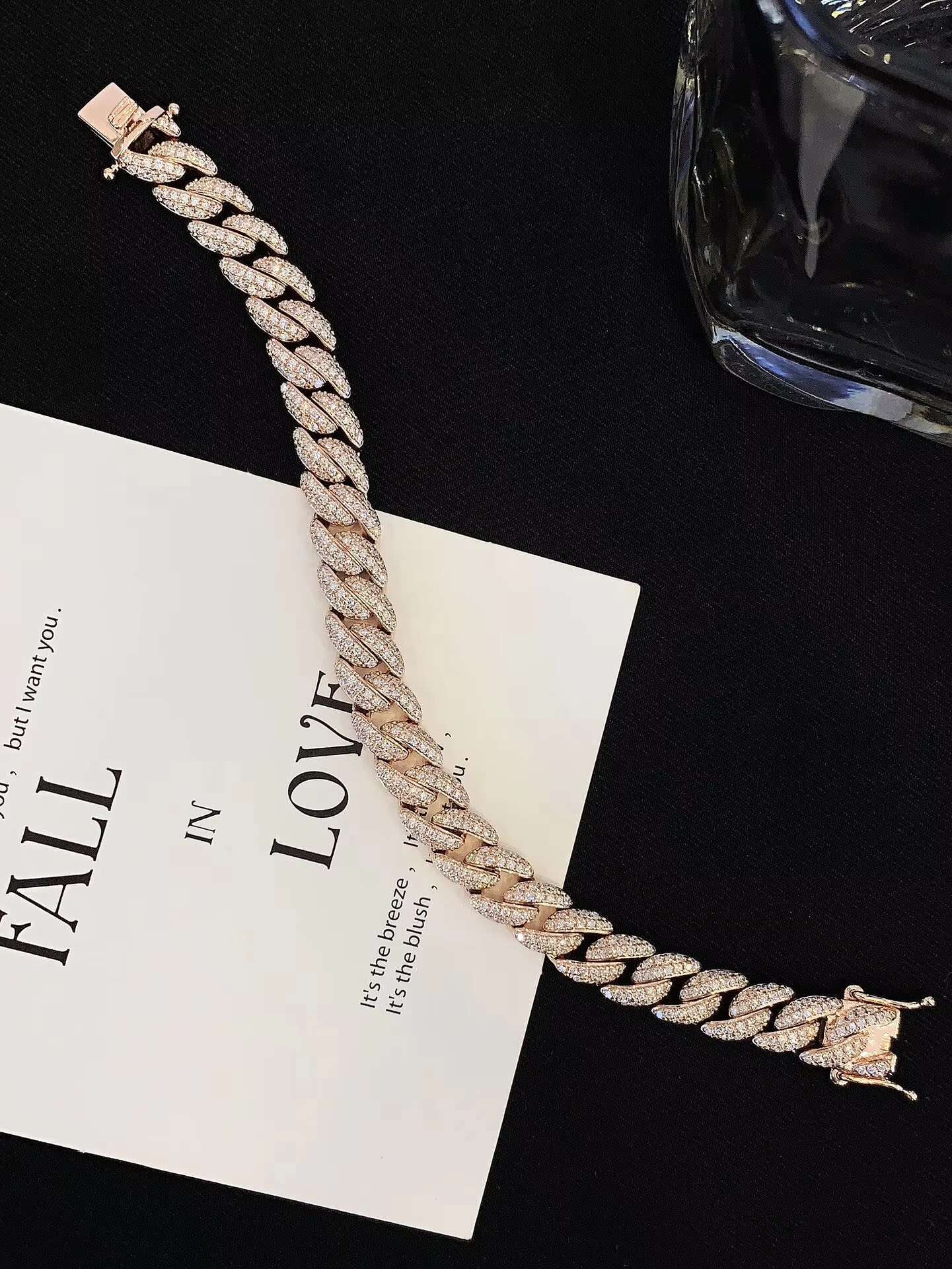Hip Hop Custom Iced Out Lab Moissanite 14K 18K Real Gold Men Cuban Link Chain 8mm 16cm Link Chain