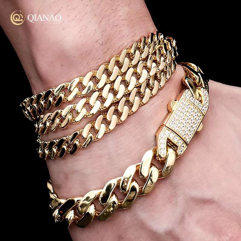Custom Fine Jewelry Chain 5-15mm 925 Silver Gold Plated Miami Necklace Vvs Moissanite Cuban Link Chain Bracelet for UNISEX
