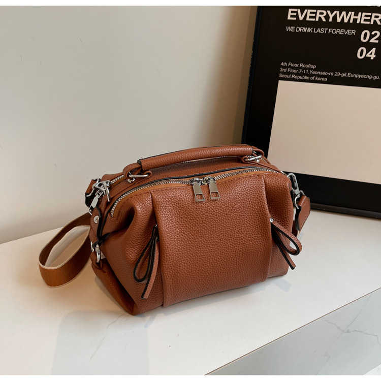 Fashion Bag Women's Bag Autumn Winter New Multi-layer Small Bag Soft Leather Wrinkle Niche Handbag Wide Strap Crossbody Bag
