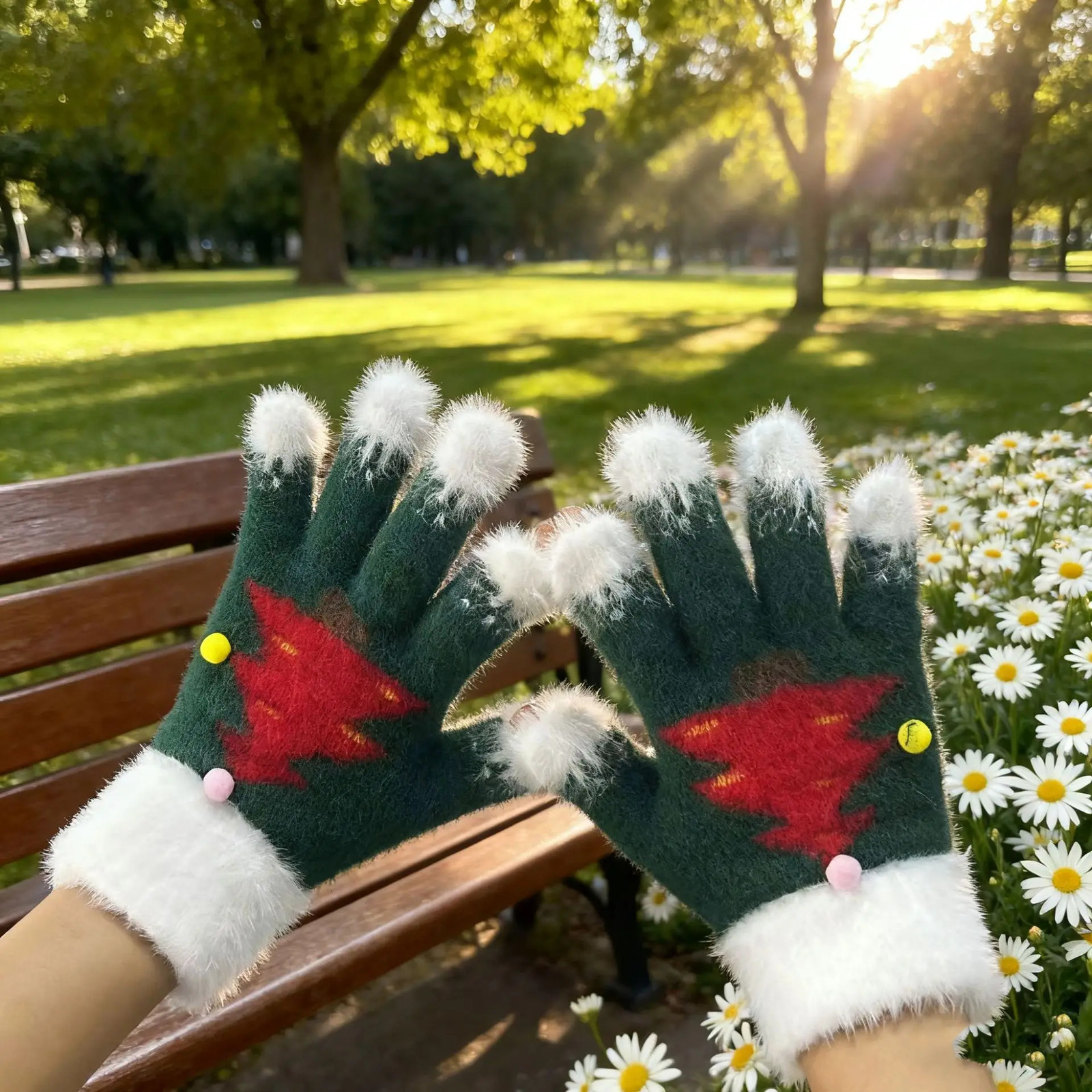 Winter Children Christmas Warm Knitted Mittens Cute Red Cold Proof for Girls Baby Adult Gift 251106