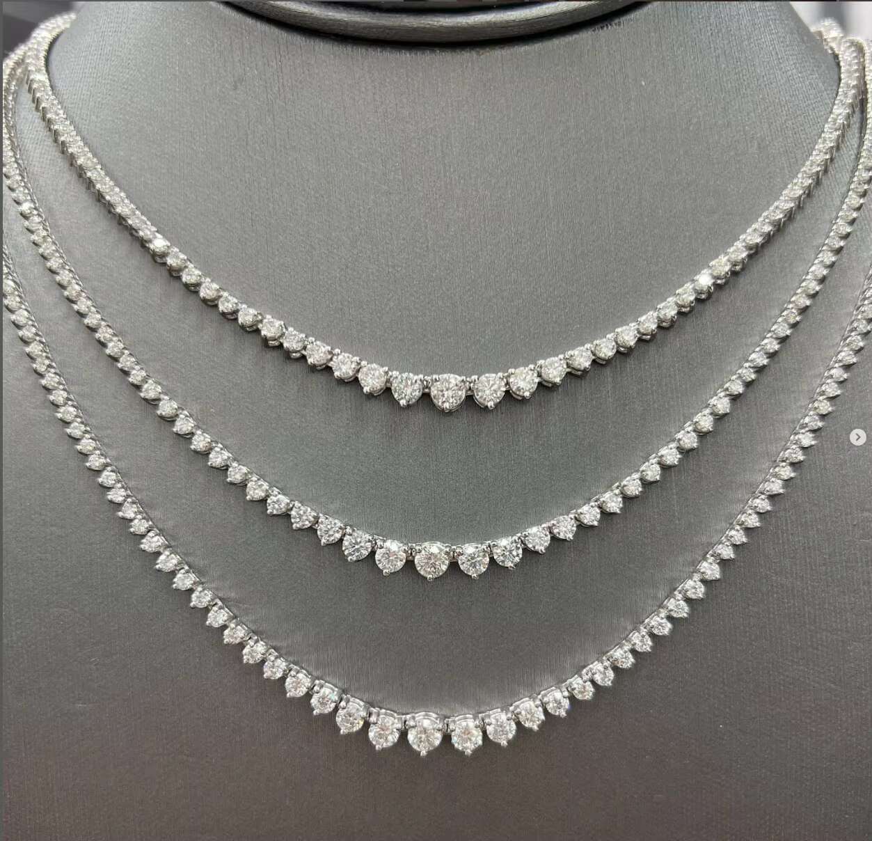 Fashion Design Small to Big 3 Prong Round Moissanite Tennis Chain S925 Sterling Silver Iced Out Moissanite Chocker Necklace
