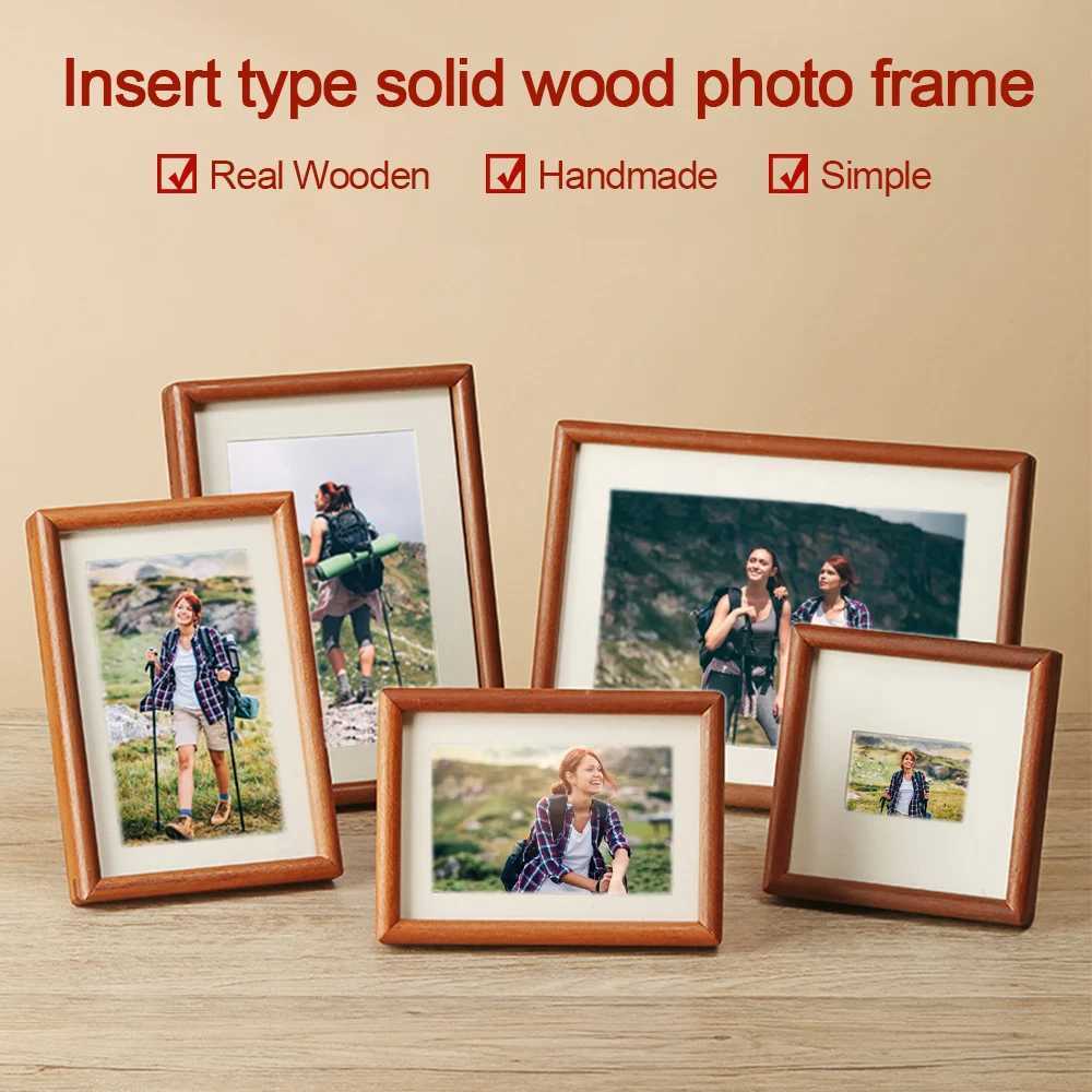 Fashion 6/7/8 Inch Black Walnut Simple Real Wooden Mortise Tenon Handmade Display Photo Frame L251110 H260306