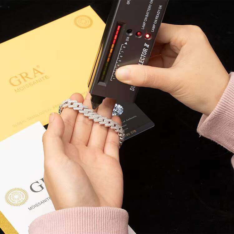 Goldleaf Fine Jewelry 925 Sterling Silver Bracelet Hiphop Link 8mm-20mm VVS Moissanite Cuban Chain