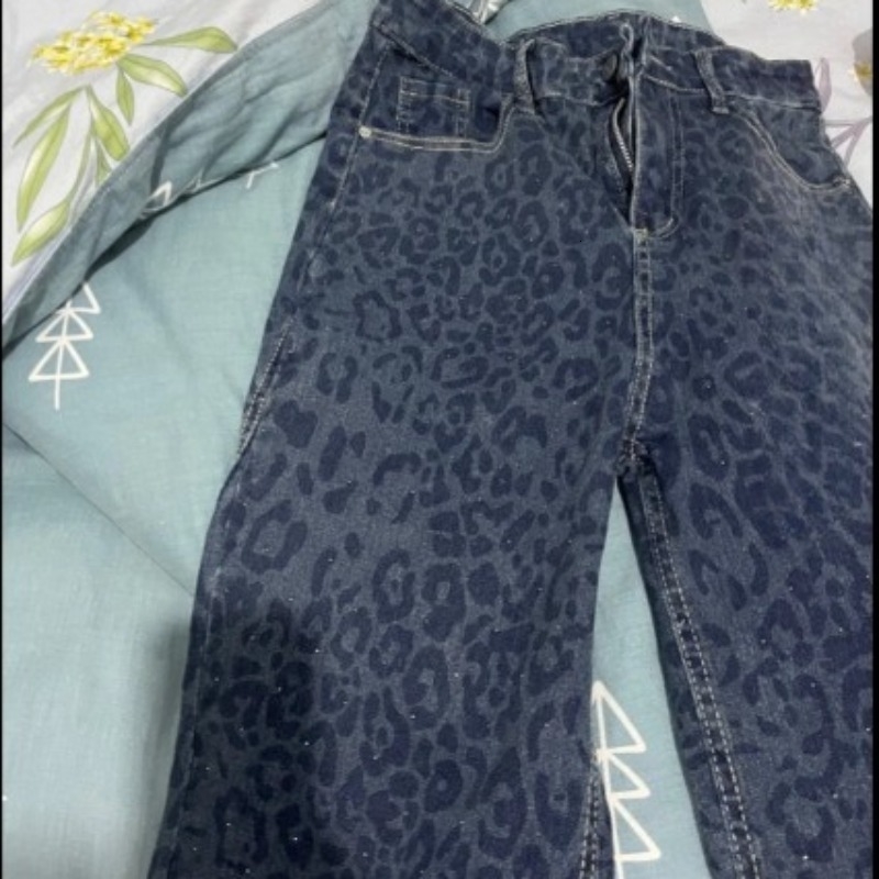 American Retro Leopard Print Jeans Loose and Versatile Trousers Womens Autumn Winter Heavy Industry Casual Pants Ins Z260313