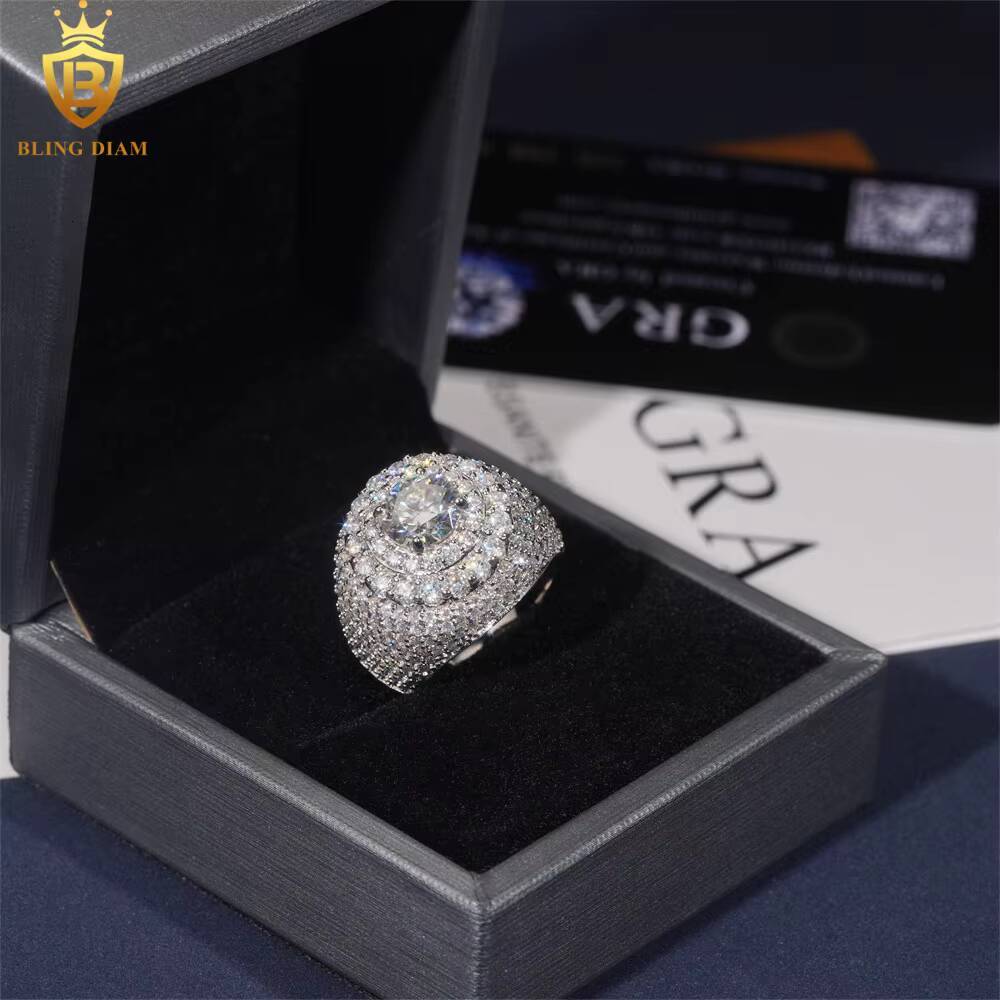 Hot Sale Fashion Rings for Men Moissanite Iced Out Moissanite Hip Hop Jewelry High Quality Diamond Pass Diamond Test with GRA