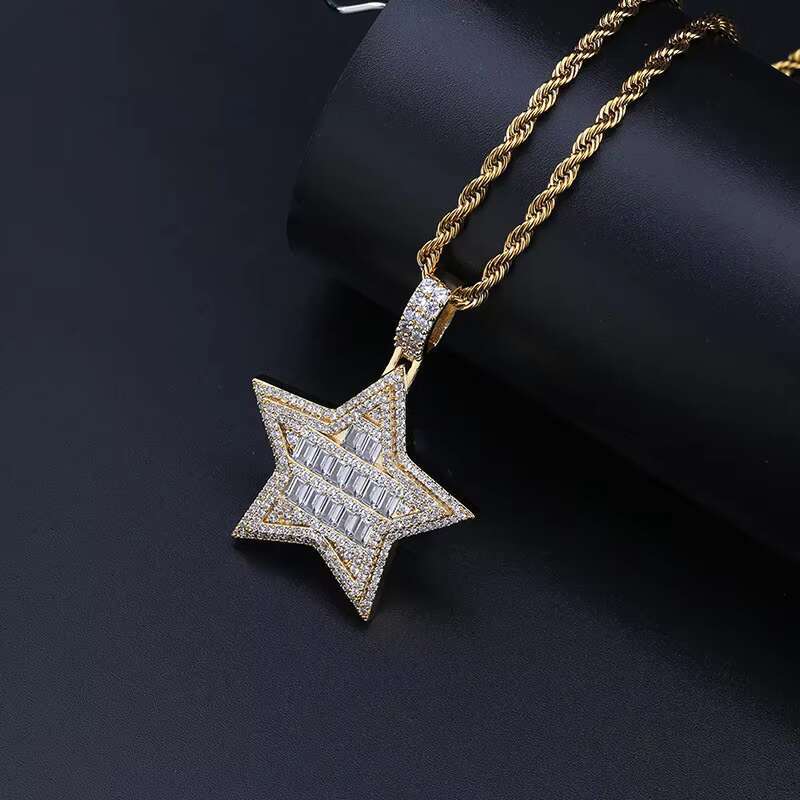 Wholesale Hip Hop Jewelry Zircon Brass Star Pendant