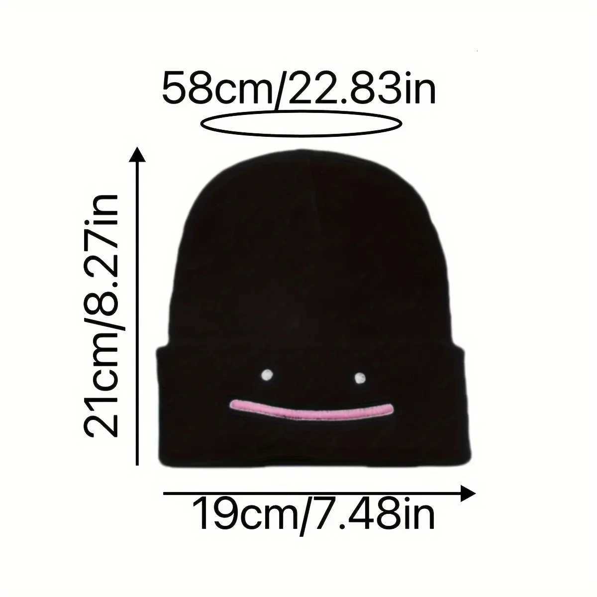 Stretchy and Lightweight Knit Beanie with Embroidered Smiling Design - Perfect Winter Hat for WomenXJ251110