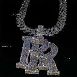Custom Hip Hop Jewelry Rapper Letter Iced Out Baguette Initial Vvs Moissanite Pendant