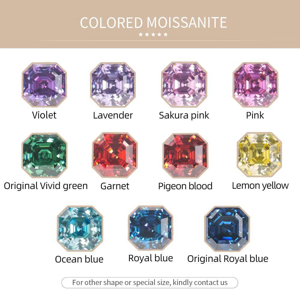 9x9mm Gold Gra Certificate Lab Grown Asscher Shape Cut Diamond Mossanite Moissanite Loose Gemstones Pendant Necklace