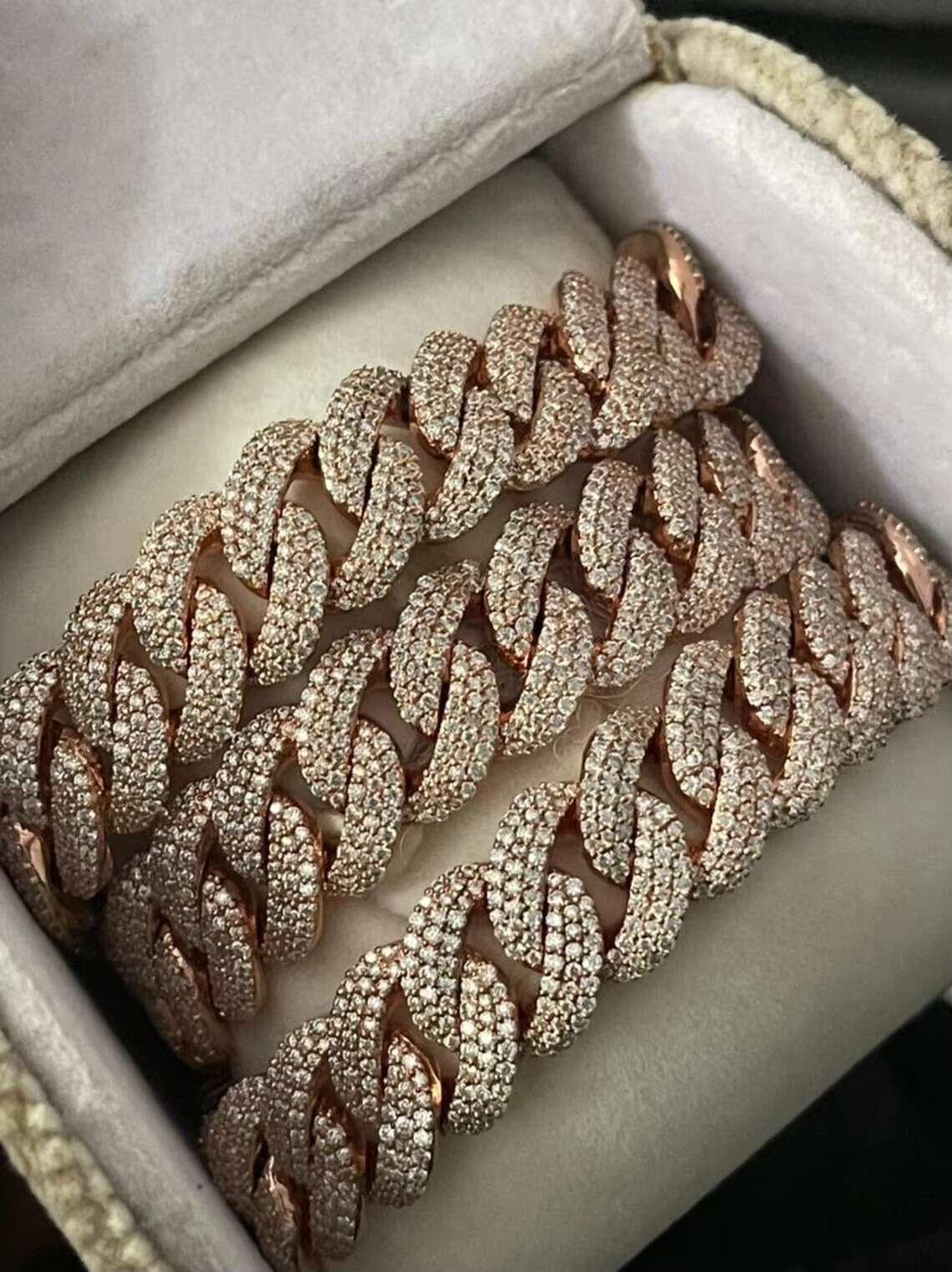 12mm Round Honeycomb Set Sier VVS Moissanite Hip Hop Cuban Chain Necklace