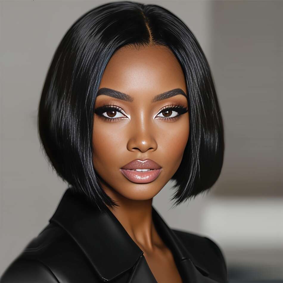 Women's Brazilian Remy Human Hair Looking 150% Density, Pre-Plucked Hairline, 8-12 Inch Lengths, Straight Bob Cut For Everyday & Special Events 1