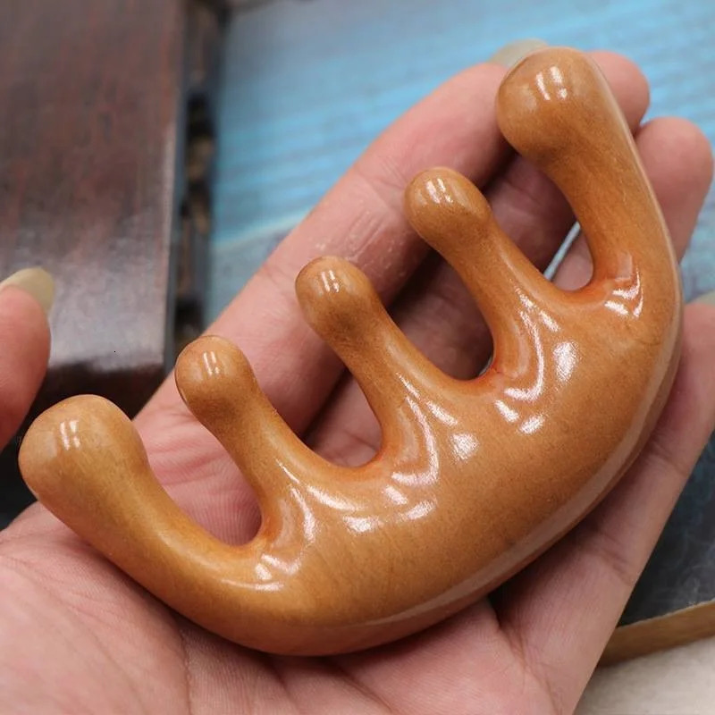 1pcs Massage Comb Natural Sandalwood Wide Five Teeth Thickened Scalp Hair Combs for Head 251107