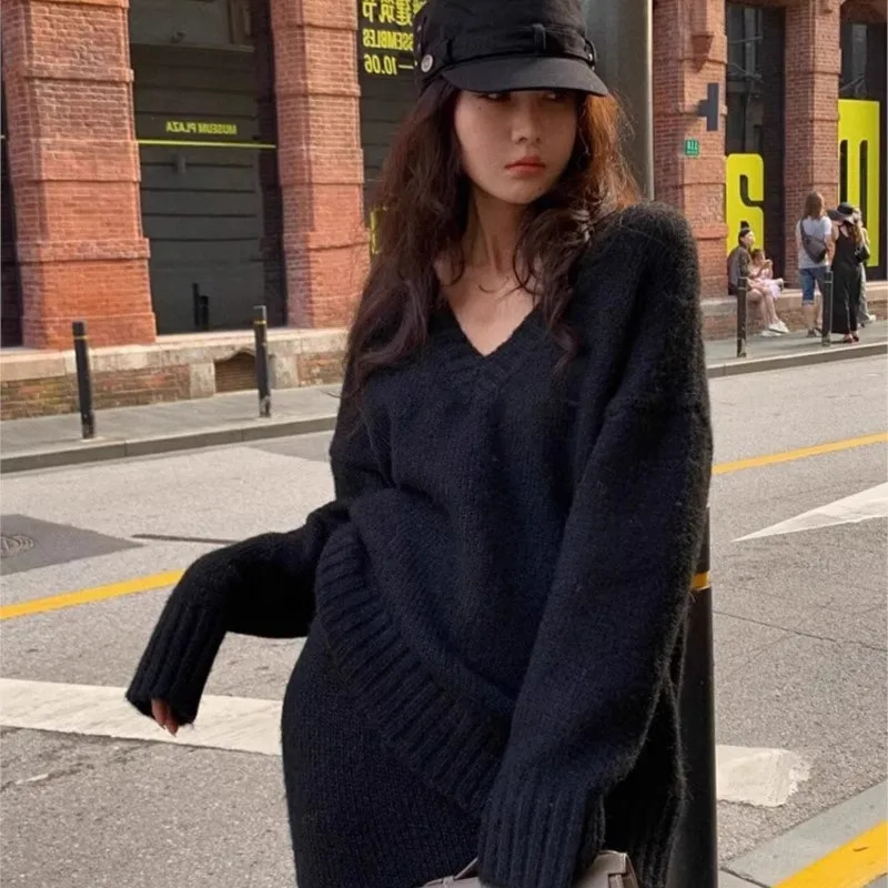 elegant 2 pieces set for woman French Commuting two piece outfit temperament home clothes Solid color Loose Homewear Vneck 251110