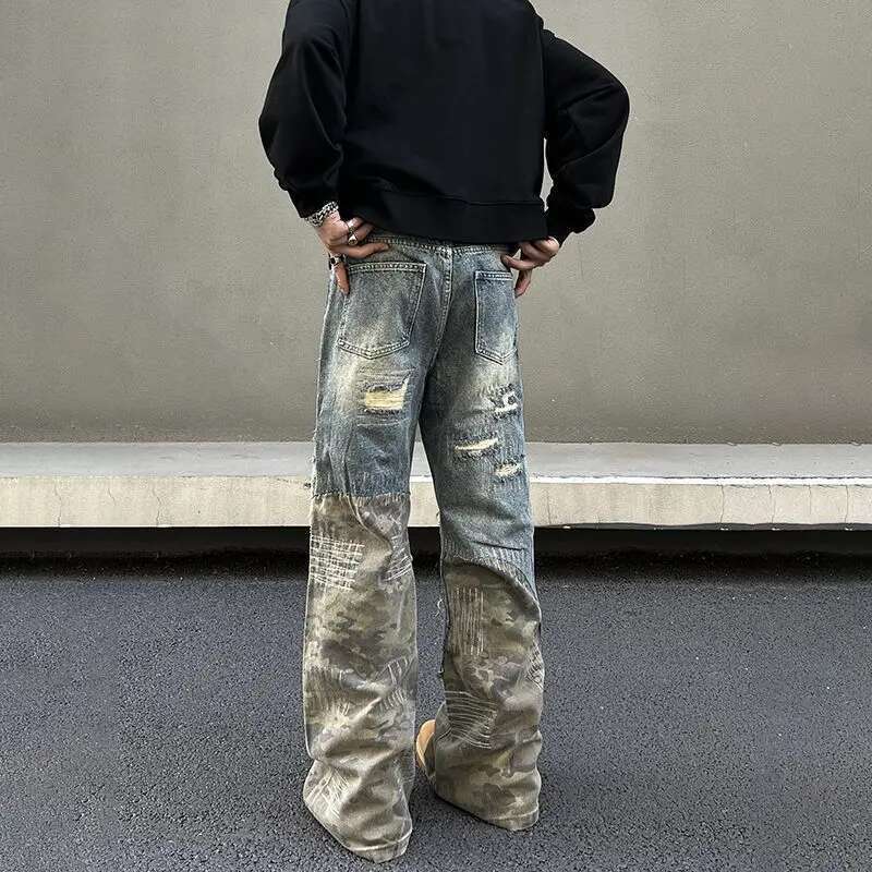 American High Street Men Women Trendy Washed Straight Leg Jeans For Couples Loose Retro Spring And Autumn Casual Pants Y2k