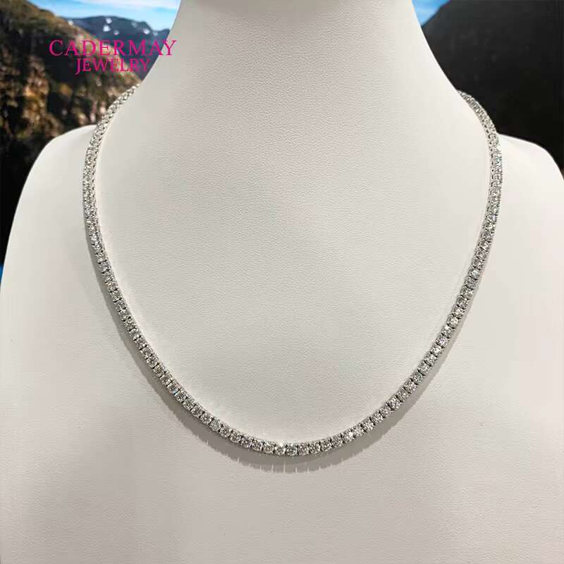 High Quality Fashion Jewelry Moissanite Chain Necklace 925 Silver 2mm 3mm 4mm 5mm VVS Moissanite Tennis Chain Hiphop Jewelry