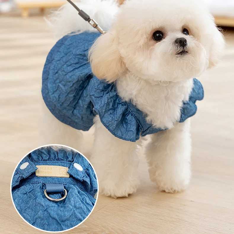 Luxury Jacquard Dog Dress for Small Dogs Cats Girl Ruffles Sleeve Puppy Princess Strap Skirts Spring Summer Clothes Pet Apparel J251110