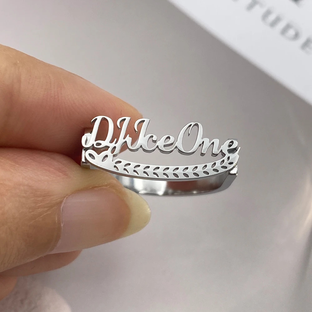 Personalized Men And Women Universal Stainless Steel Name Thick Wide Wedding Ring High Quality Jewelry 250409