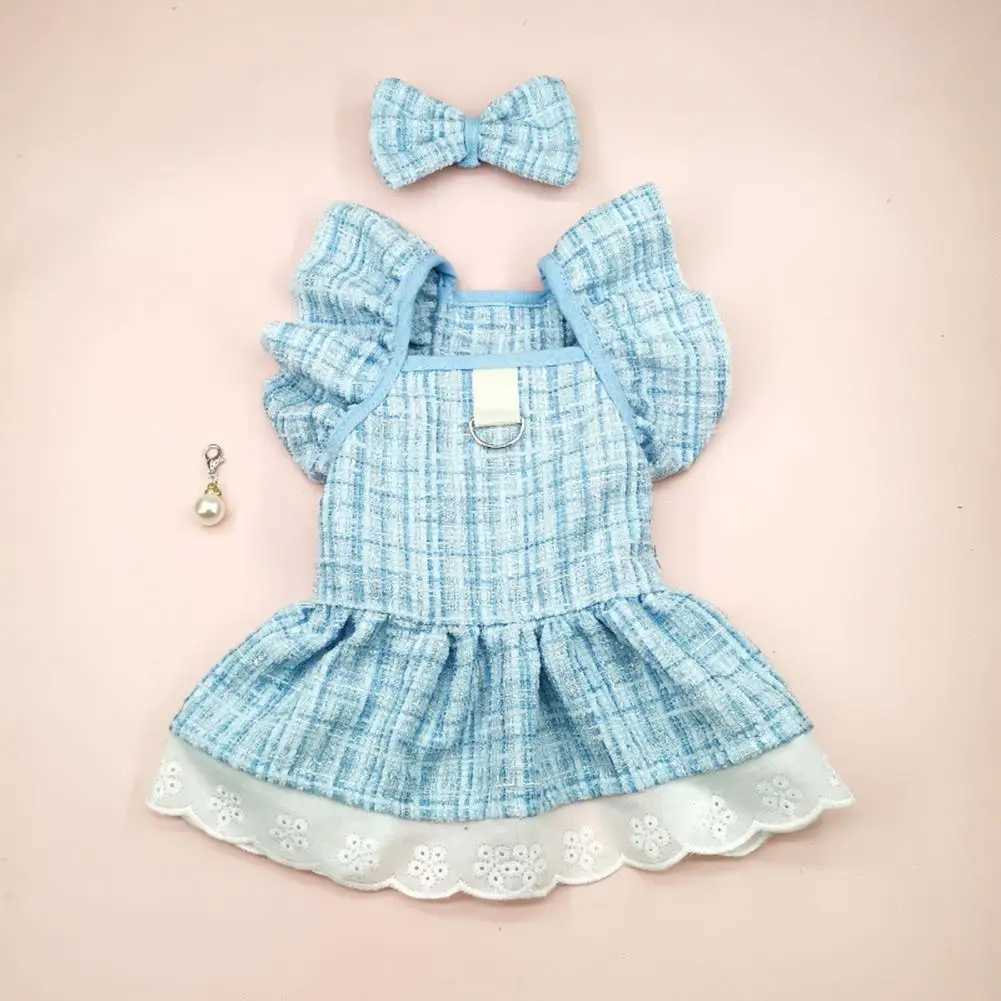 Dog Princess Dress Pet Princess Dress Set with Traction Ring Bow Headpiece Faux Pearl Pendant Flying Sleeves Cat Dog for Autumn J251110